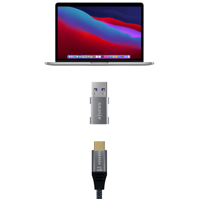 Aisens Mini Adaptador USB 3.2 Gen 2 10 Gbps USB-C Hembra a USB-A Macho Gris Aisens Mini Adaptador USB 3.2 Gen 2 10 Gbps USB-C Hembra a USB-A Macho Gris